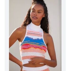 Anthropologie High Neck Knit Tank Top Size XL